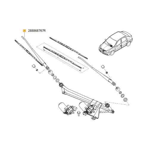 Brat stergator parbriz pasager